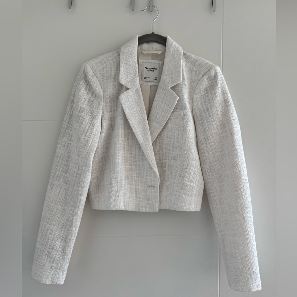 A&F Cropped White Blazer
